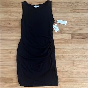 Treasure & Bond Black Sleeveless Side Rouched Dress